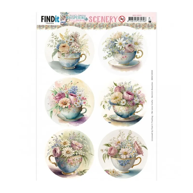 Tea Round Whispering Spring Die-Cuts, 6 pieces